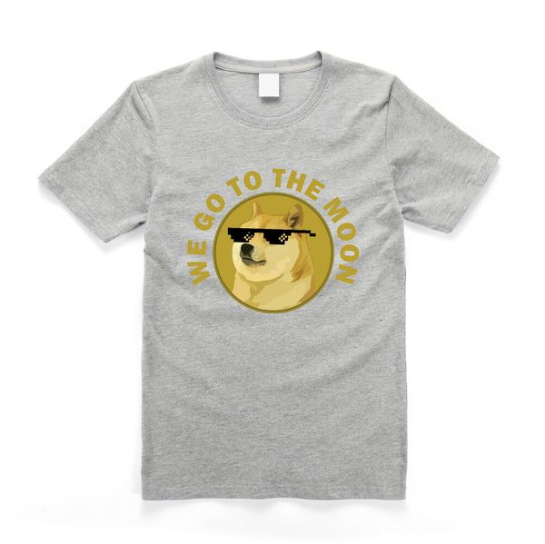 

dogecoin we go to the moon crypto meme t shirt grey, White;black