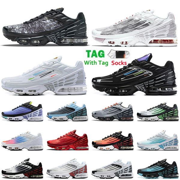 

tn plus 3 tuned running shoes mens women trainers chaussures triple black white laser blue hyper silver red ghost green designer outdoor spo, White;red