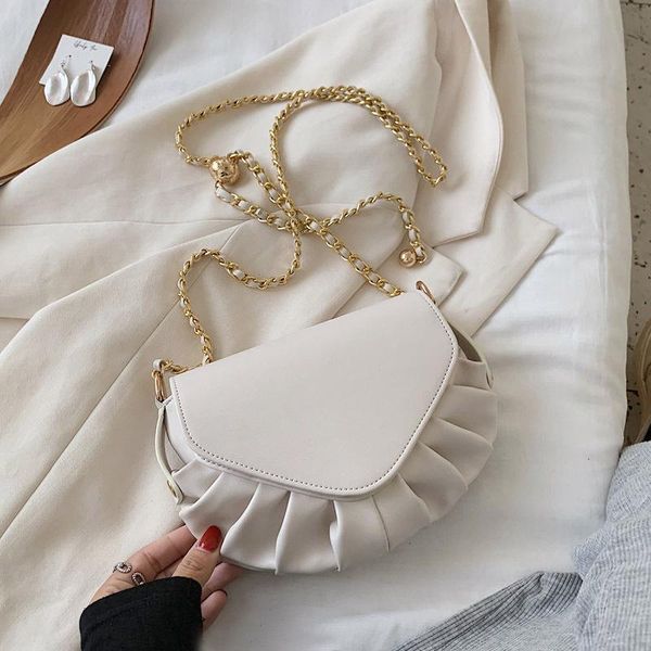 

evening bags dumplings hobo women's shell bag summer folds luxury chain crossbody white leather satchel female woman shoulder designer
