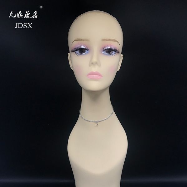 

props wig show pvc high neck women's false head make up beautiful and real, Black
