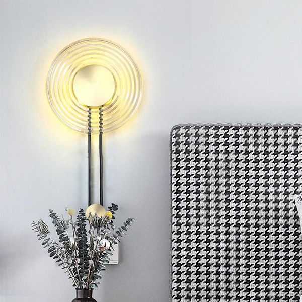 

postmodern wall lamp living room background bedroom creative personality model light luxury crystal bedside