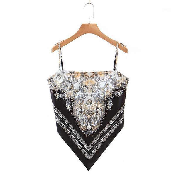 

women's tanks & camis ladies halter strapless ethnic style flower print suspenders black, White