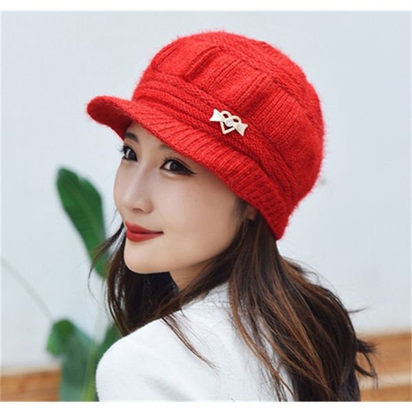 

brand caps mother's hat middle-aged and old people's hat women's autumn winter plush thickened knitted wool warm lady's, Blue;gray