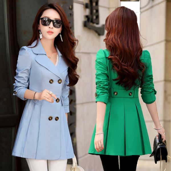 

designer trench coat women double-breasted trenchcoat lace female autumn casual coats windbreaker outwear plus size raincoat str, Tan;black