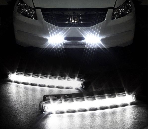 

2021 dc 12v 8w 8led universal car daytime driving running light drl head lamp super white color waterproof external led car styling
