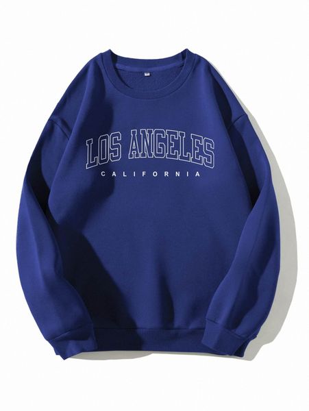 

letter graphic drop shoulder thermal lined sweatshirt l1zz#, White;black