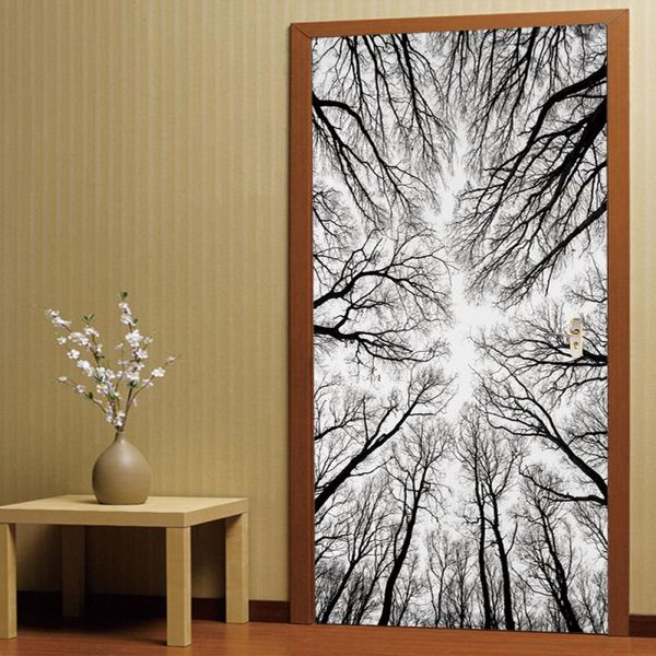 

wallpapers self-adhesive stickers 3d stereo door paste po wallpaper tree silhouette living room bedroom personalized decor sticker