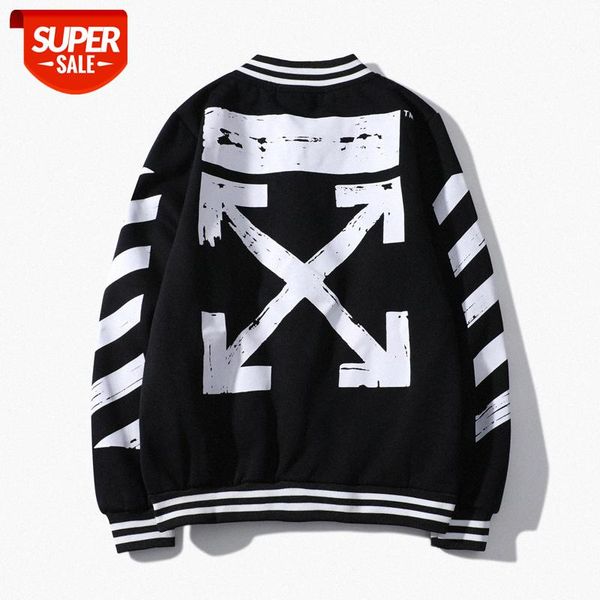 

street baseball uniform ow men and women couple sketch graffiti print thin sweater jacket #za3h, Black;brown