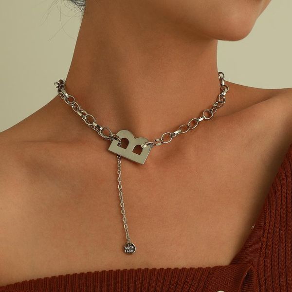 

chokers letter b choker necklace for women silver color tassel sequin clavicle chain short necklaces 2021 fashion jewelry simple, Golden;silver
