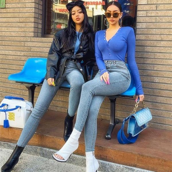 

women's jeans high-waisted jeans, stretch slim pants, washed retro blue, fashion, slim, oversized pencil