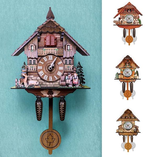 

wall clocks cuckoo clock handicraft vintage wooden tree house for bedroom living room school office stock