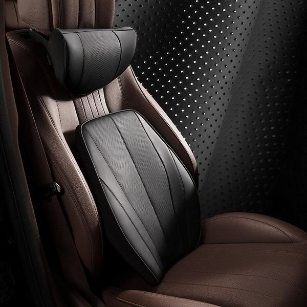

seat cushions car neck pillow supple memory foam head rest back leather support cushion universal pillows