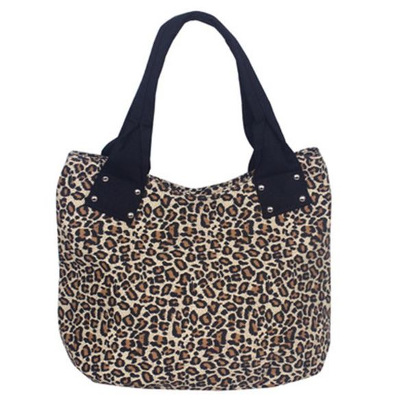 

shopping bags harjoben leopard print eco tote black handle shoudler