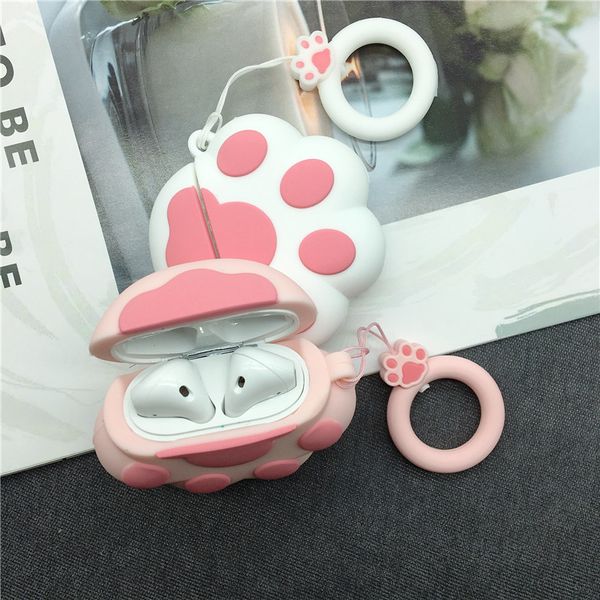 

cat paw shape headphone cushions for airpods 1 2 soft silicone flexible cases cover cute shockproof earphone protecto apple pro silicon earb