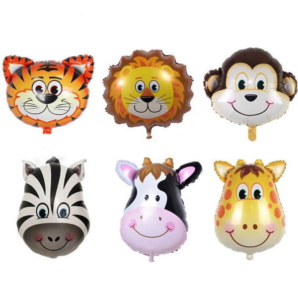 Mix Tier Folienballon Dschungel Safari doppelseitige Cartoon Ballons für Kinder Zoo Thema Geburtstag Party Dekoration Versorgung 164 B3