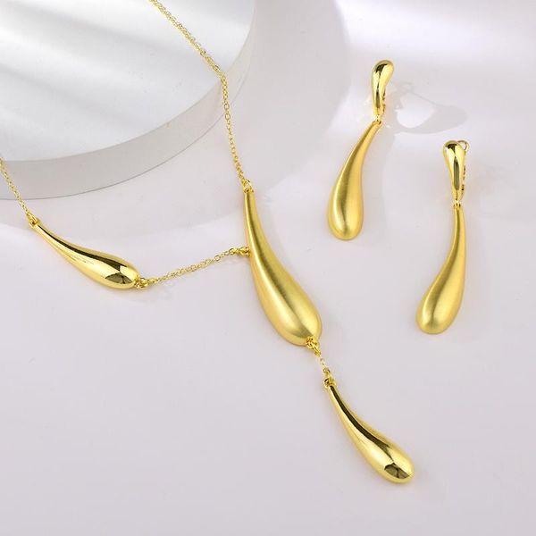

earrings & necklace viennois jewelry sets for women gold silver color water droplet pendant necklaces set dubai boho