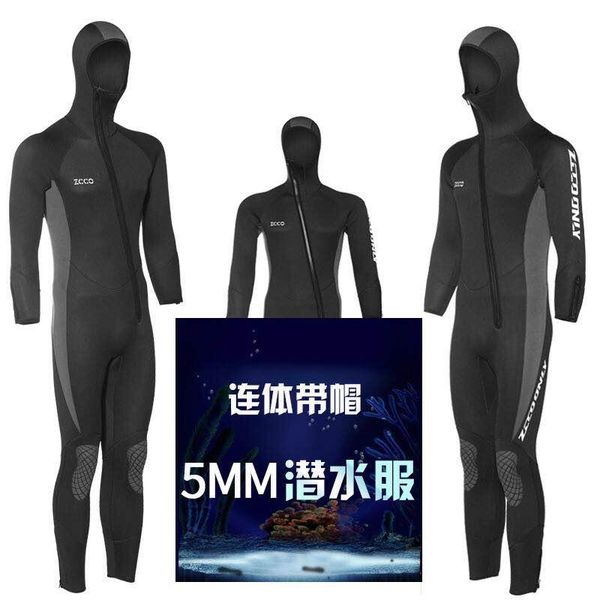 

wetsuit one-piece set neoprene diving suit sun-proof and warm surfing for men wet with hood winter swim wear