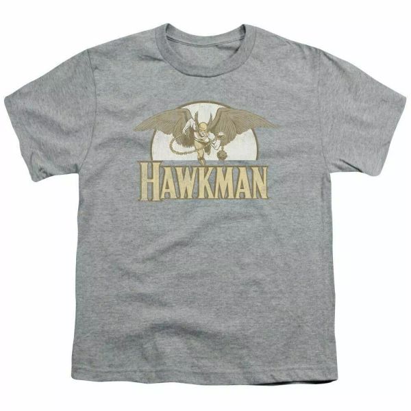 

Hawkman Fly By Kids Youth T Shirt Licensed Carter Hall DC Comics Tee Sport Gray, White;black