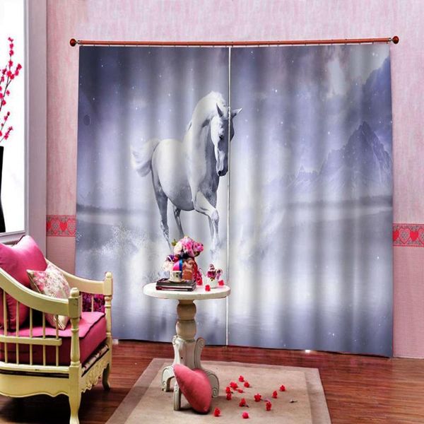 

curtain & drapes oil painting landscape animal curtains 3d digital print horse window for living room bedroom blackout