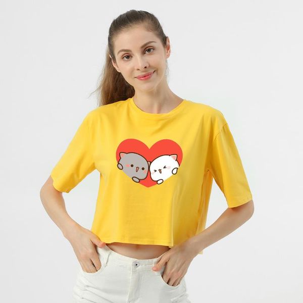 

women's t-shirt fashion crop t shirt women cotton kawaii cartoon couple graphic print tshirts female tees harajuku casual loose clothe, White