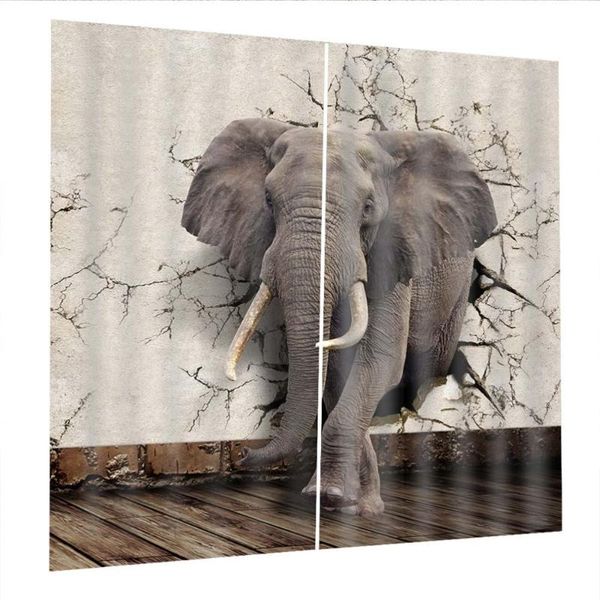

curtain & drapes elephant printing waterproof dacron for living room el bedroom home (elephant pattern, 150x166cm)