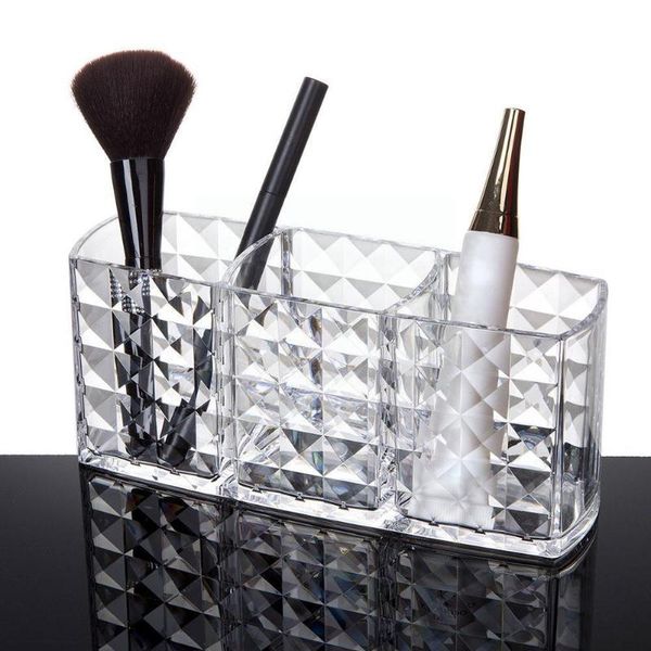 

storage bottles & jars make up box nail polish cosmetic 3 grids makeup tools organizer holder transparent dresser brush decor cases w5m
