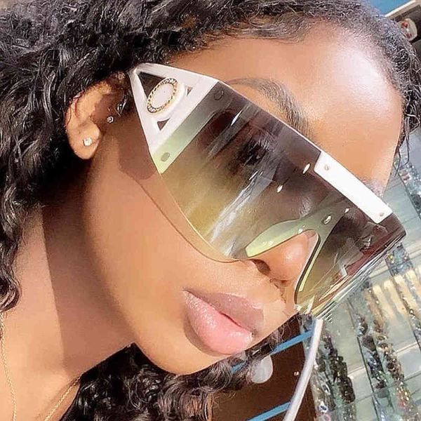 

newt vintage one piece shad glass women rimls big frame sunglass oversized shield, White;black