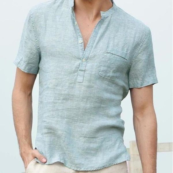 

men's shirt summer shirt, men's solid color pullover, short sleeve, youth fashion, body closing, stand collar, leisure, White;black