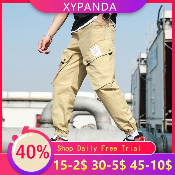 

men's pants xypanda casual elastic waist nine-point japanese street trend hip-hop loose large size overalls men, Black