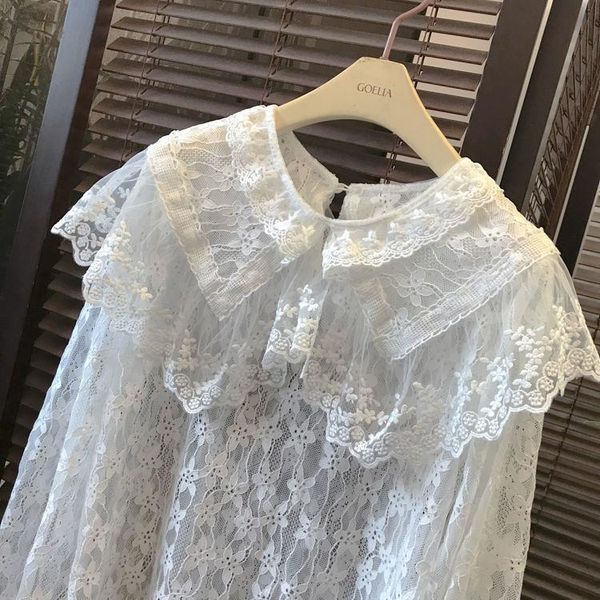 

women's blouses & shirts women blouse large size autumn winter lace long sleeve shirt blusas ropa de mujer, White