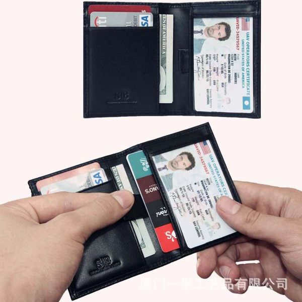 

the wallet business man solid business id card cow leather bag wallet, Black