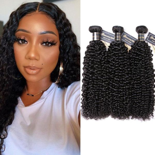 

human hair bulks brazilian kinky curly bundles remy weave natural color jerry extensions 3pcs/package 8-26inch, Black