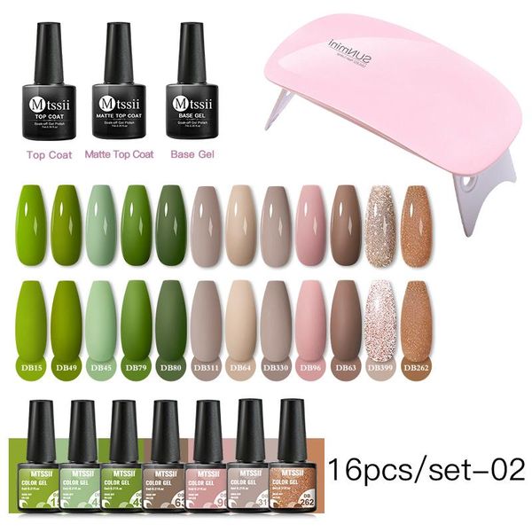 

nail gel mtssii 16pcs uv polish set led lamp dryer soak off varnish for art manicure diy design, Red;pink