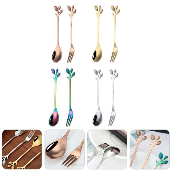 

forks 1 set stainless steel mixing spoons and fruit dessert