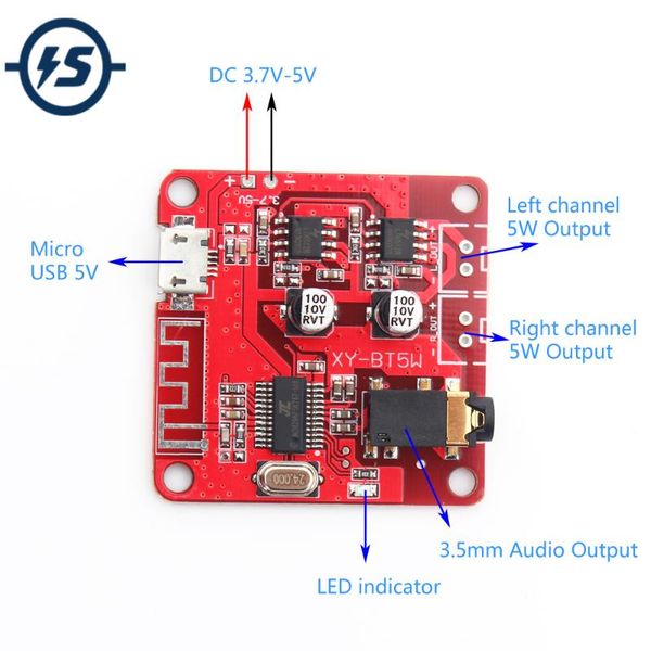 

integrated circuits bluetooth audio receiver board 4.2 mp3 lossless decoder wireless stereo music modification 5w+5w car speaker