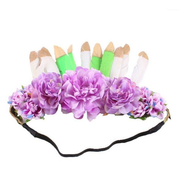 

ethnic women simulation floral headband bohemian feather gypsy garland1