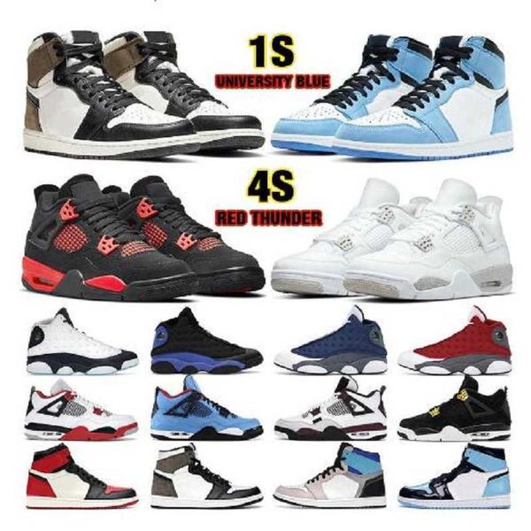 

mens basketball shoes 4s 4 red thunder black cat 1s university blue 1 military dark mocha 13s flint obsidian bred men women trainers