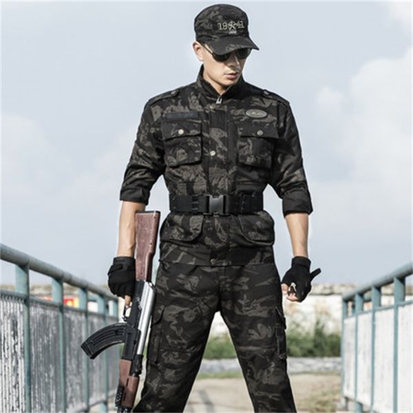 

men's tracksuits camouflage suit tactical special forces military uniform male spring training labor protection wear-resistant arm, Gray