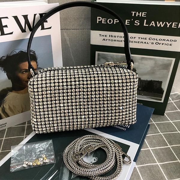 

evening bags 2021 fashion aw king water drill bag leather full diamond flashing inlaid women's armpit
