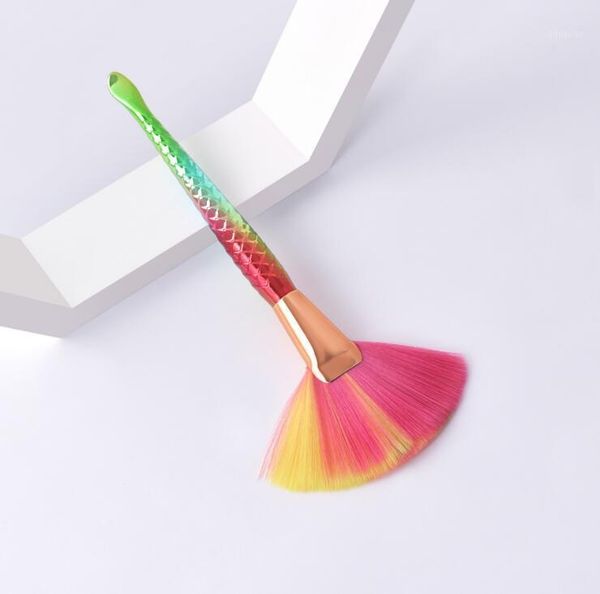 

single makeup brusher blusher large fan-shaped brush colorful mermaid tool1