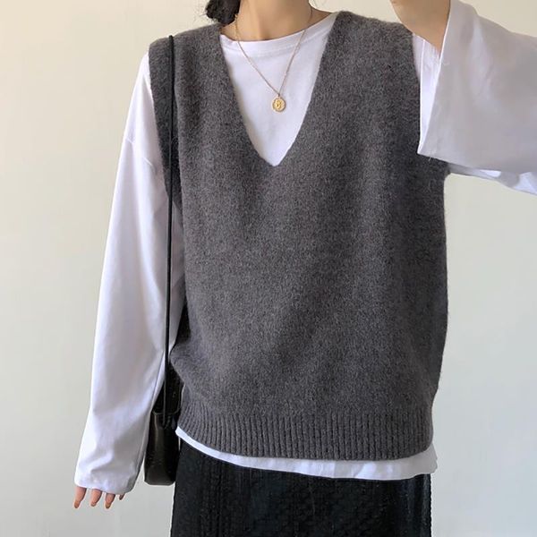 

vest solid outerwear womens sweaters v neck knitted sleeveless spring, White;black