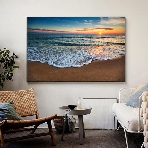

paintings sunsets natural sea beach landscape canvas painting wall art posters prints picture for living room home cuadros decor