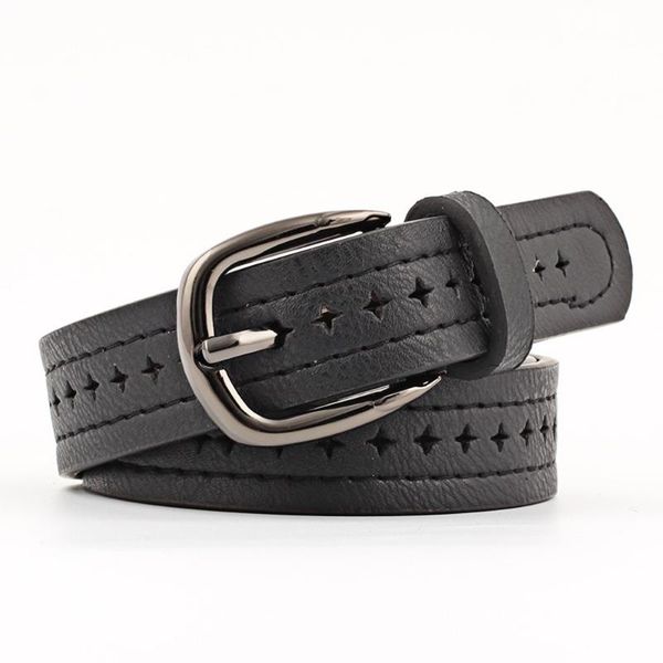 

belts 1 pc vintage star shape buttonhole waist belt pu leather square pin buckle women waistband jeans decor apparel accessories, Black;brown