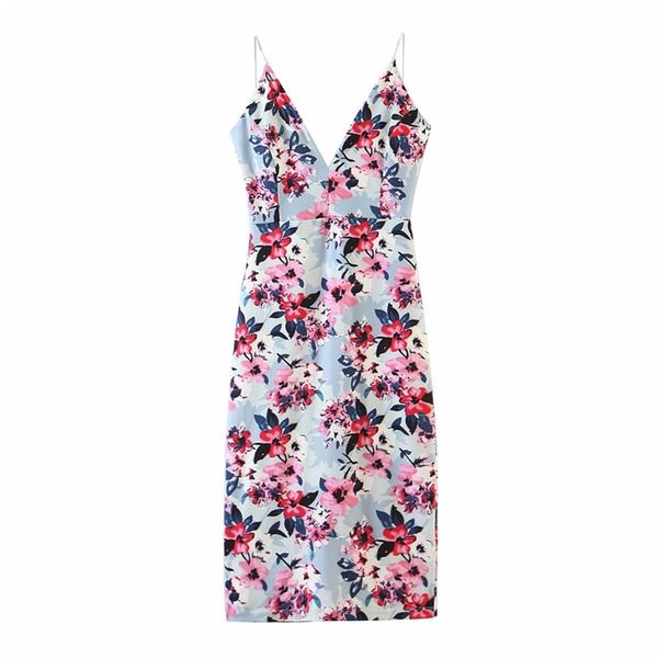 Verão Mulheres Sexy Vestido Sem Mangas Speavetti Strap Backless Floral Print Mini Es Feminino Festa Elegante Vestidos 210513