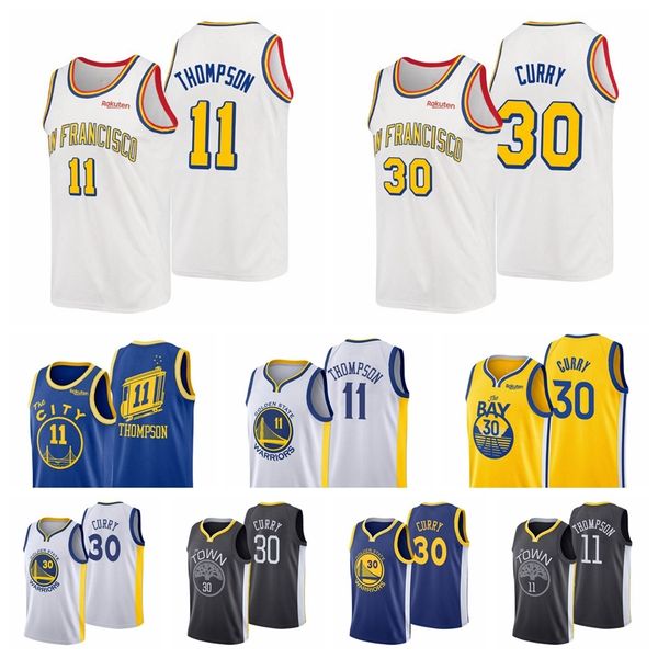 

2021 men basketball jerseys stephen 30 curry klay 11 thompson high quality, Black