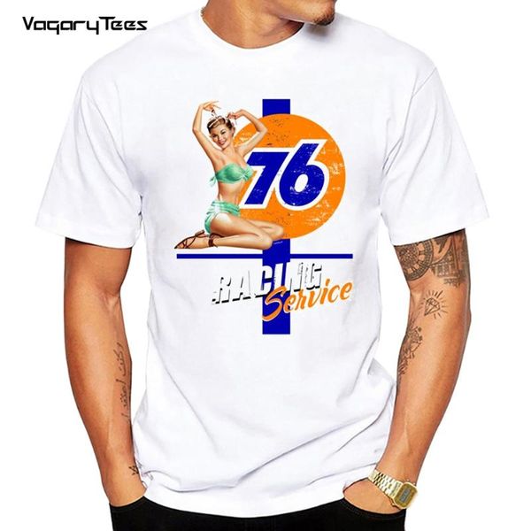

men's t-shirts fashion summer t shirt 76 vintage racing service pin up girl t-shirt funny boy streetwear tshirt, White;black