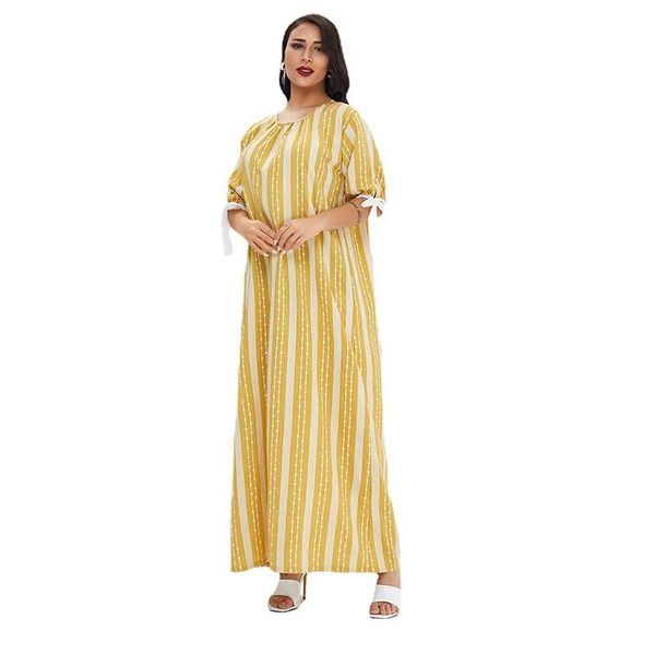 

ethnic clothing women's casual stripe dresses vestidos 2021 summer robe female plus size loose middle east jumper dress lady clothes, Red