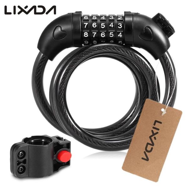 

bike locks lixada bicycle coded wire lock steel anti-theft 5-digit waterproof safety cable chain for mtb