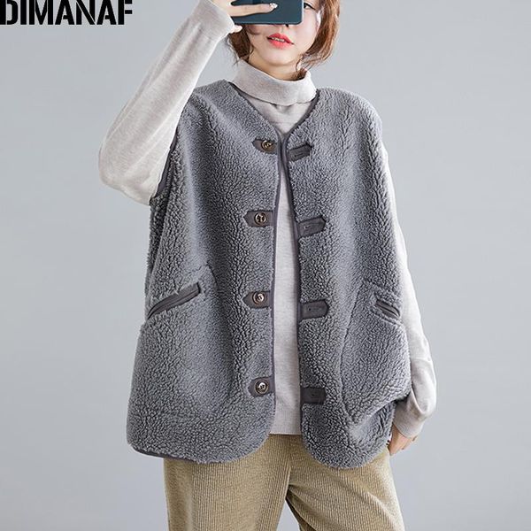 

women's jackets dimanaf autumn winter jacket coat women clothing oversize thick cashmere fleece sleeveless vintage lady outerwear loose, Black;brown