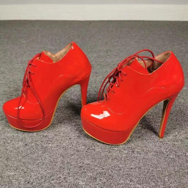 

sandals women platform bombs stiletto heels high toe pumps round pretty black shiny red party shoes plus me size 5-15 xow9